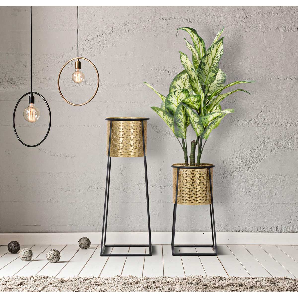 MAURO FERRETTI - Set 2 Pezzi Coppia Porta Vaso in Metallo Cup 26x70cm / 23x45cm