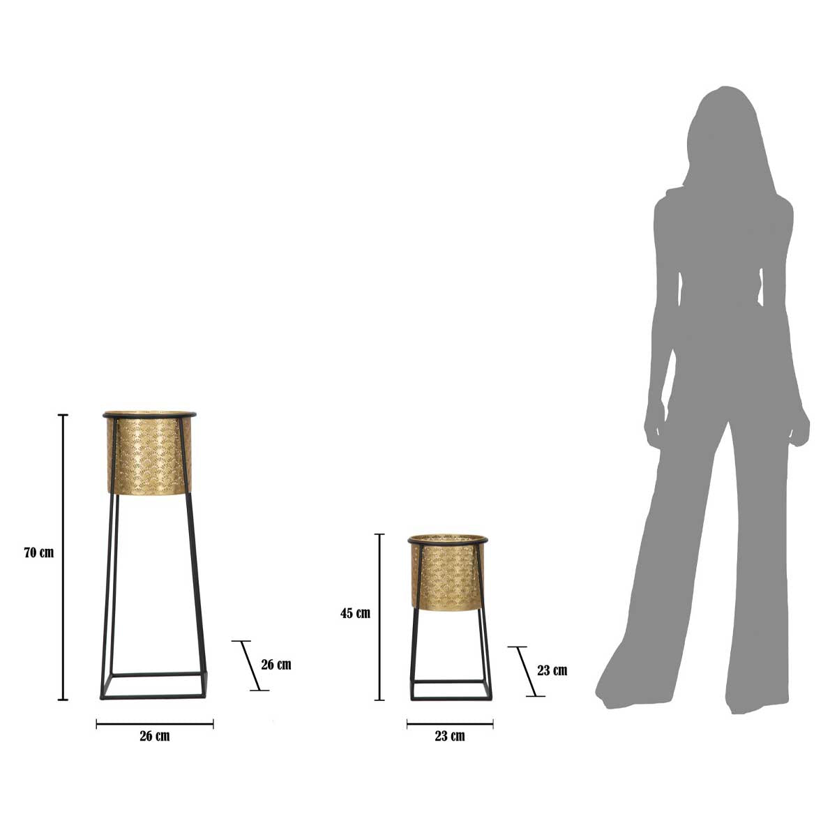 MAURO FERRETTI - Set 2 Pieces Pair of Metal Vase Cup Holders 26x70cm / 23x45cm