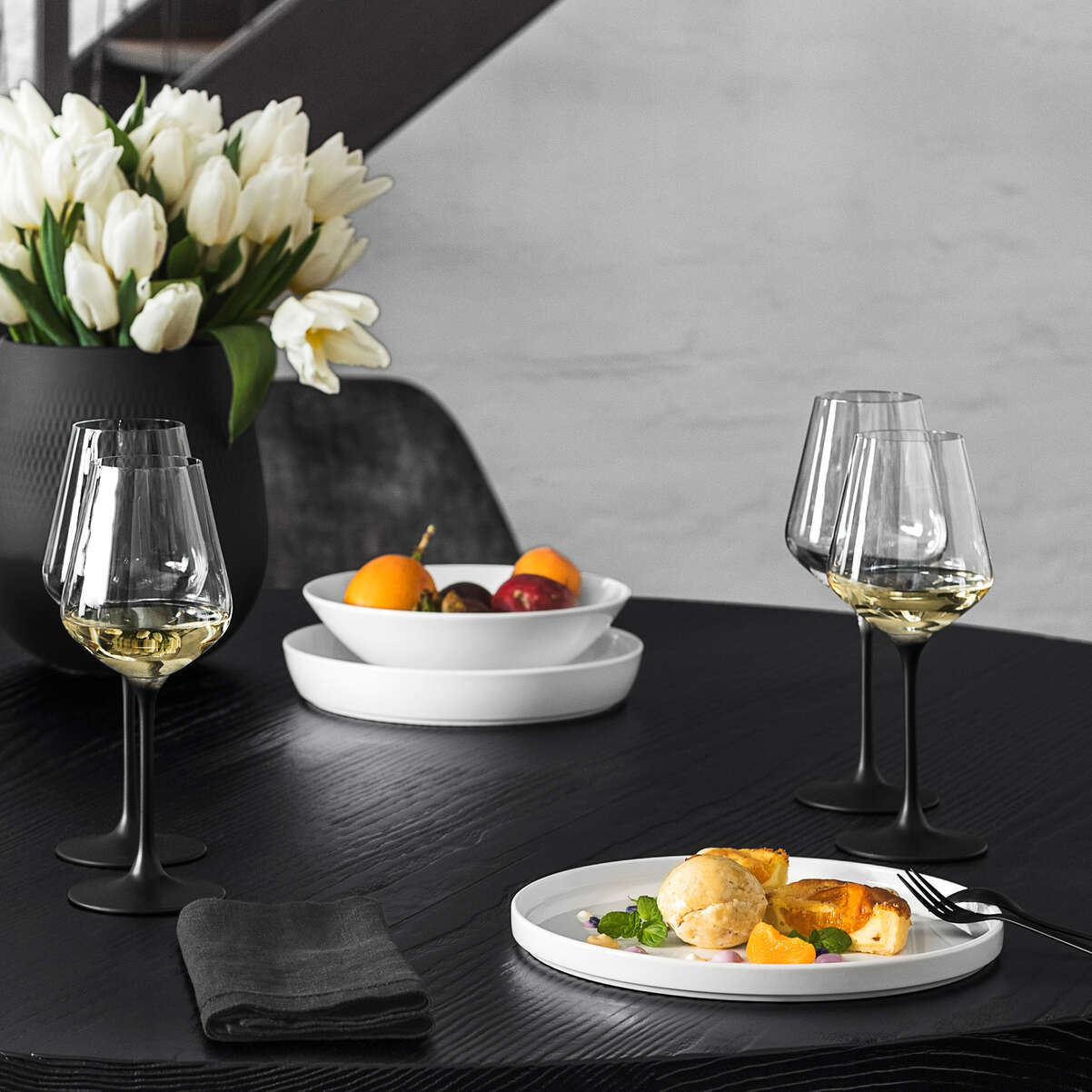 VILLEROY & BOCH Manufacture Rock Bicchiere Calice Vino Bianco Set 4 Pezzi 120ml Cristallo