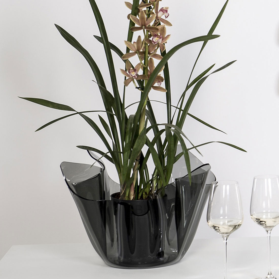 iPLEX Vaso Drappeggi in PMMA 45x29cm Fumè Grigio Trasparente Made in Italy