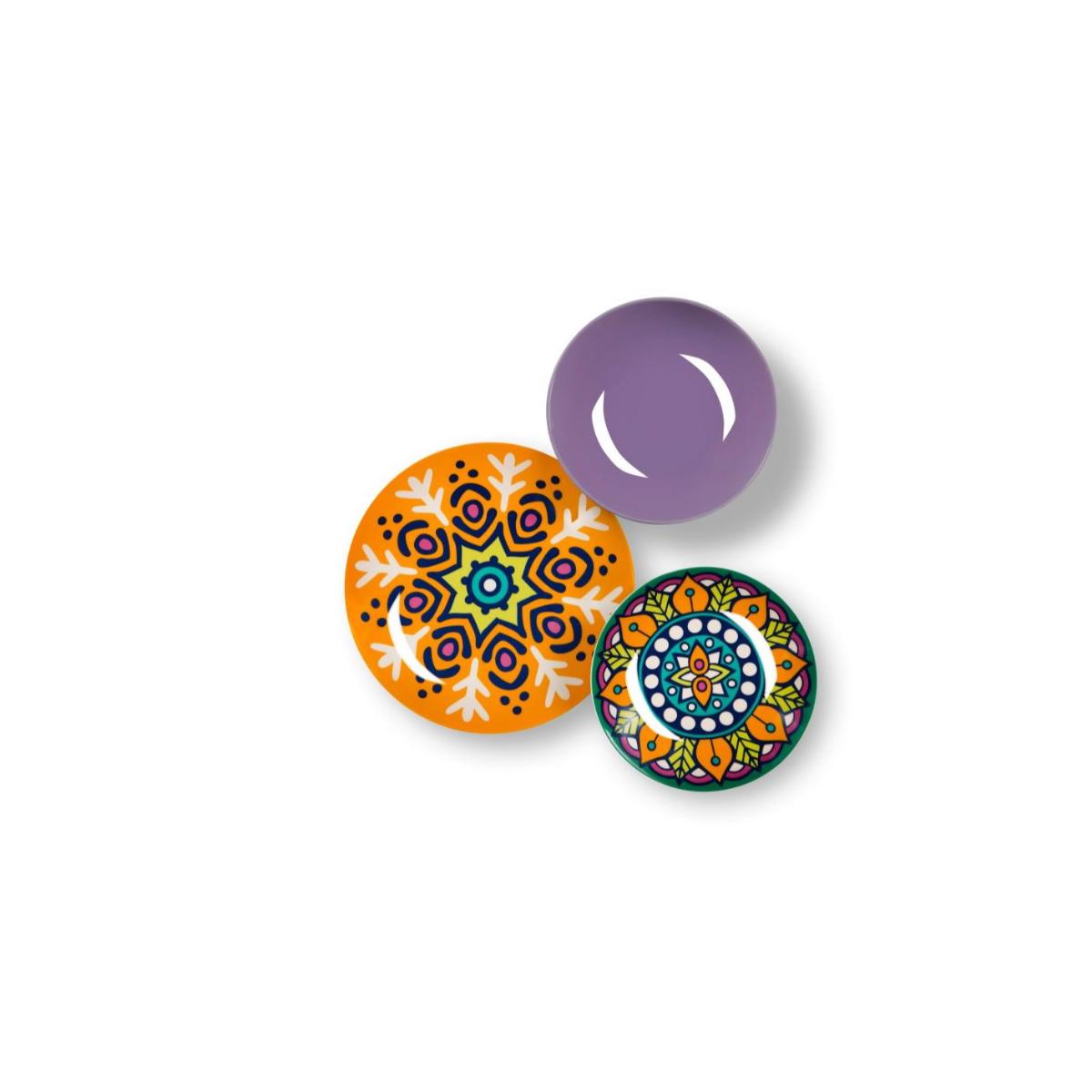 EXCELSA Mandala Etno Servizio Tavola Piatti Set 18 Pezzi Porcellana Multicolore