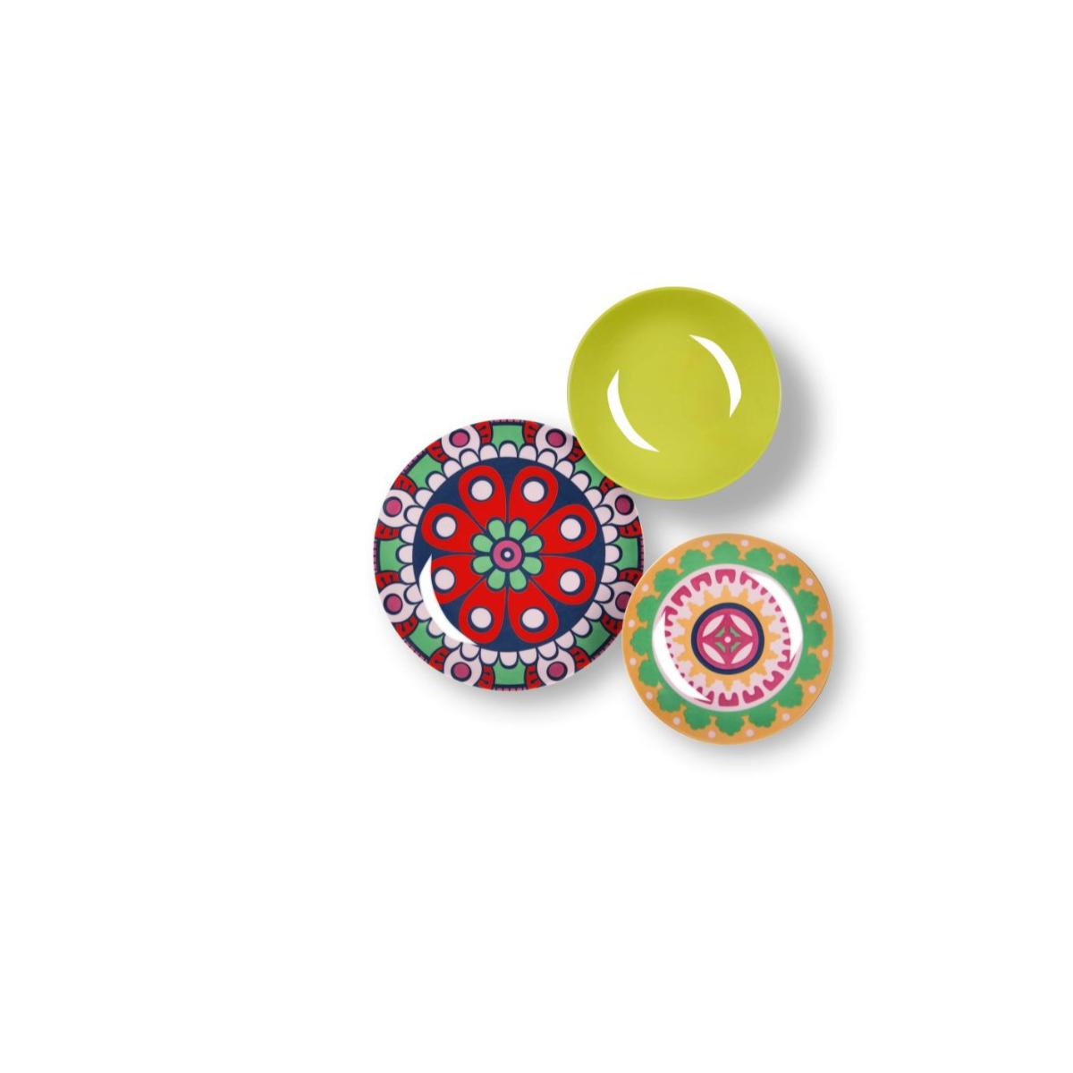 EXCELSA Mandala Etno Servizio Tavola Piatti Set 18 Pezzi Porcellana Multicolore