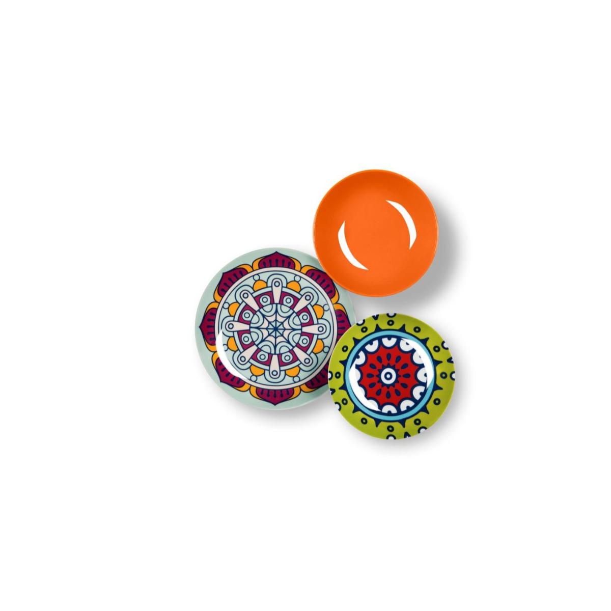 EXCELSA Mandala Etno Servizio Tavola Piatti Set 18 Pezzi Porcellana Multicolore