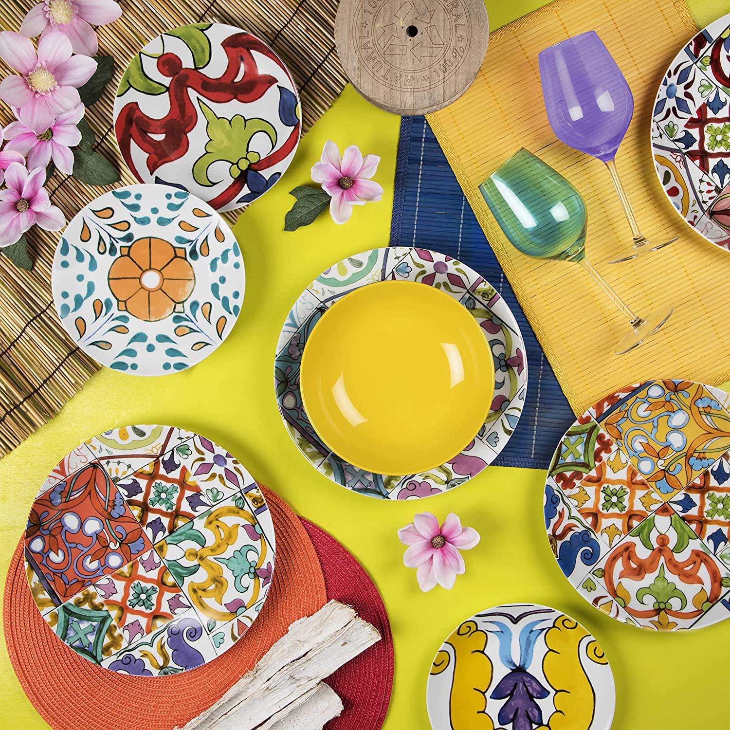 EXCELSA Lisbon Table Service Plates Set 18 Pieces Multicolored Porcelain