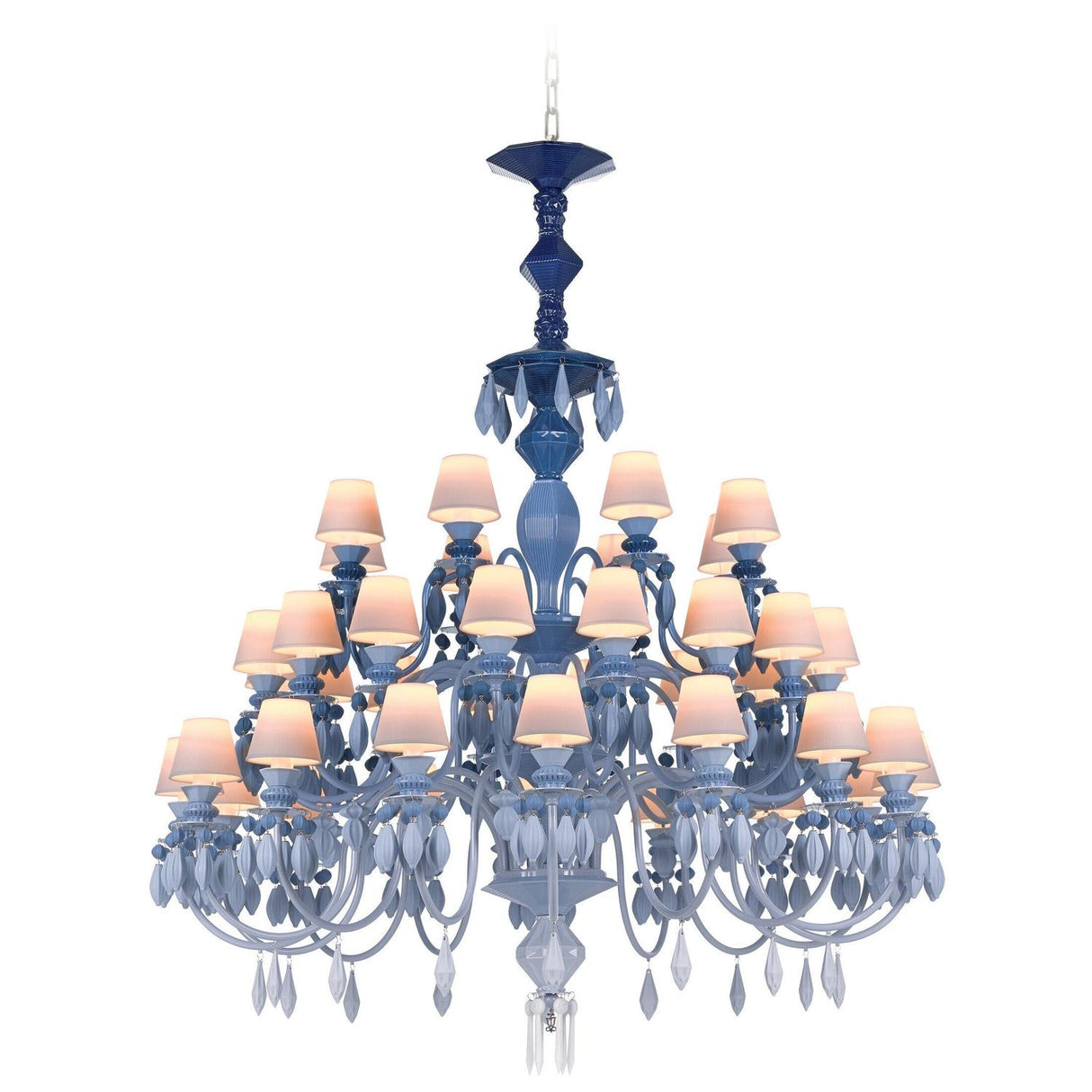 LLADRO' Chandelier Belle De Nuit 40 Luci Azzurro 150x100cm Porcellana