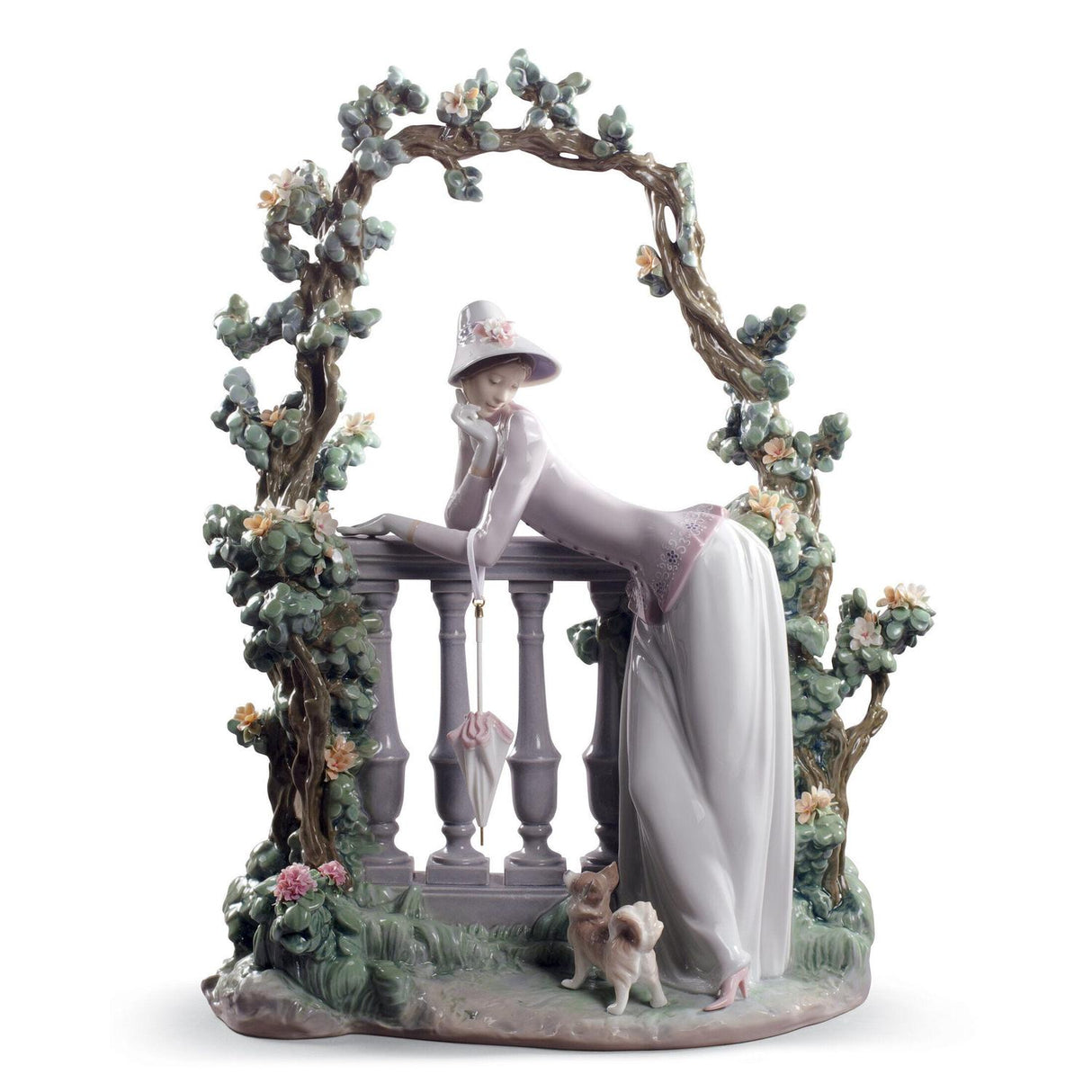 LLADRO' Scultura Donna Dalla Balaustra 49x36cm Porcellana