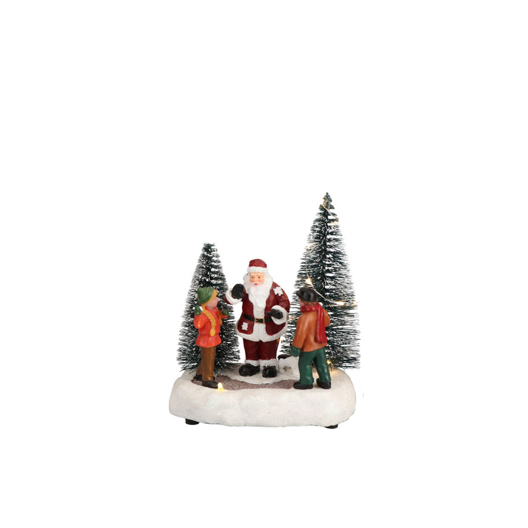 Villaggio di Natale Timstor in plastica innevato con luci LED 14 cm