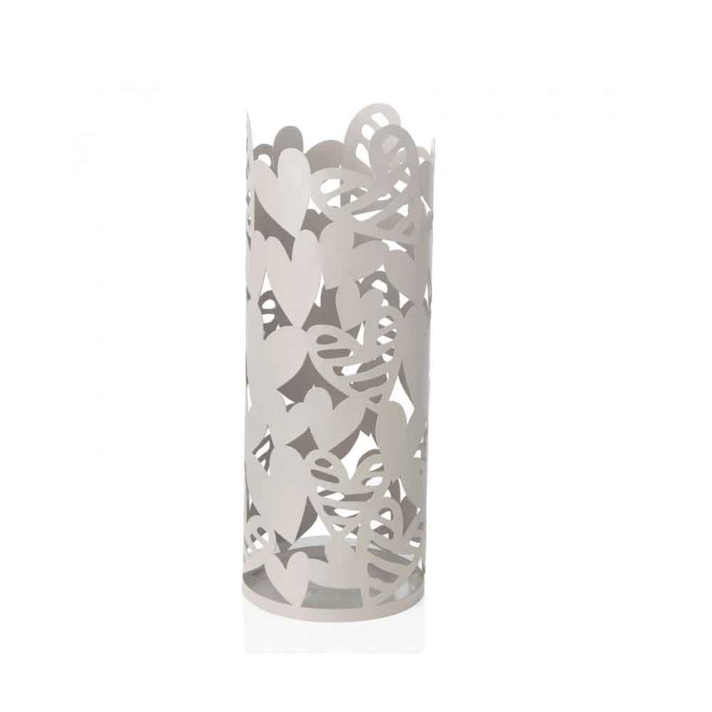 BRANDANI - Heartbeat Cylinder Umbrella Stand Dove Gray 21x55cm Metal 54379