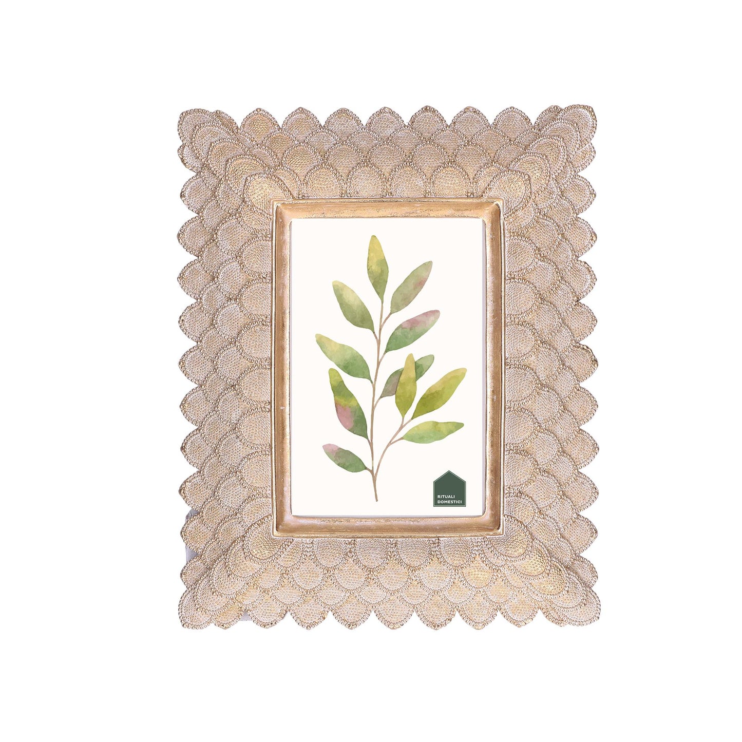 RITUALI DOMESTICI - Tiguardo Portafoto Scaglie Oro Resina 10x15cm
