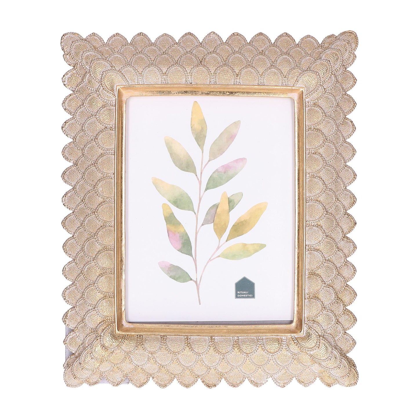 RITUALI DOMESTICI - Tiguardo Portafoto Scaglie Oro Resina 15x20cm