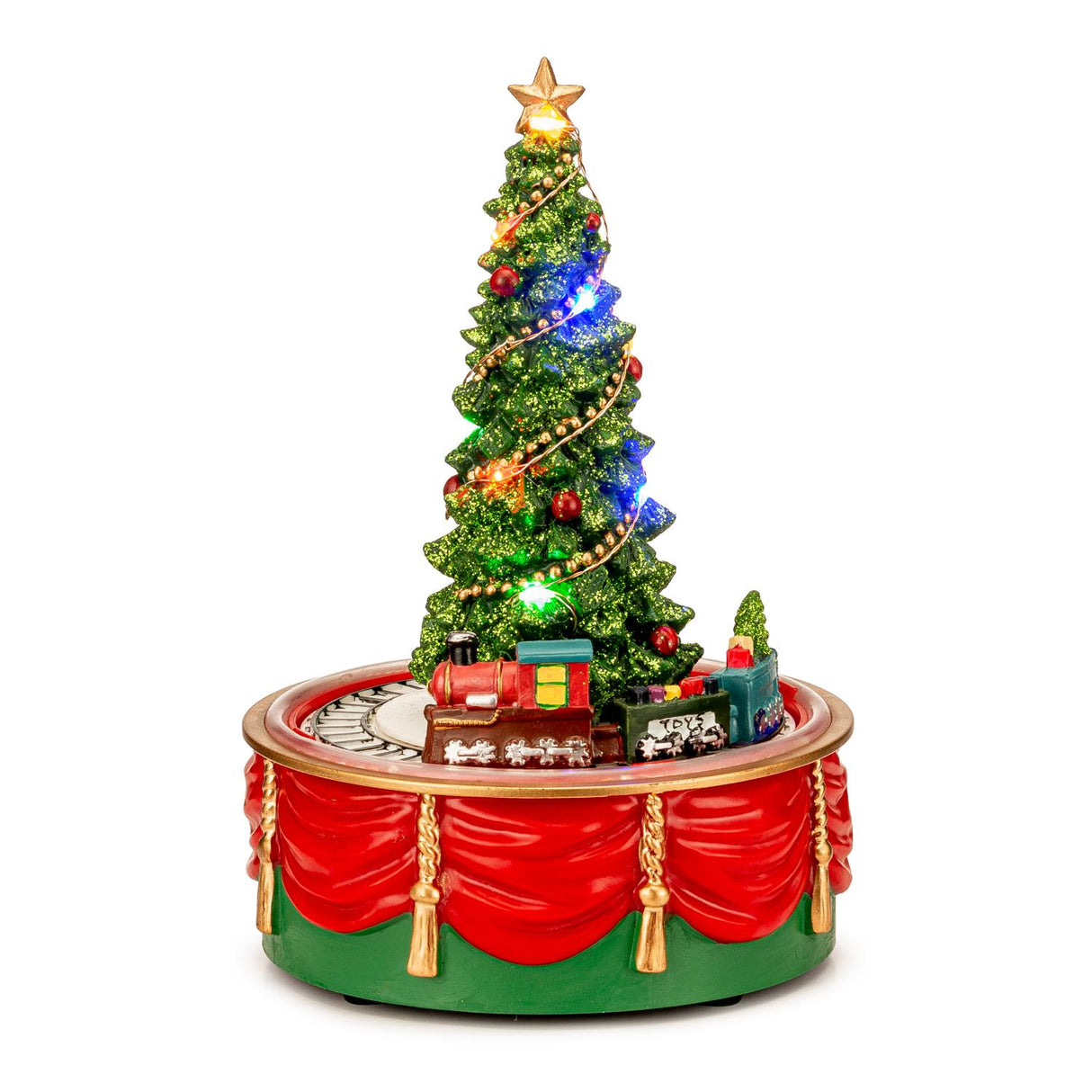 PALAIS ROYAL Carillon Natalizio Albero di Natale con Musica Movimento e LED 13x19cm