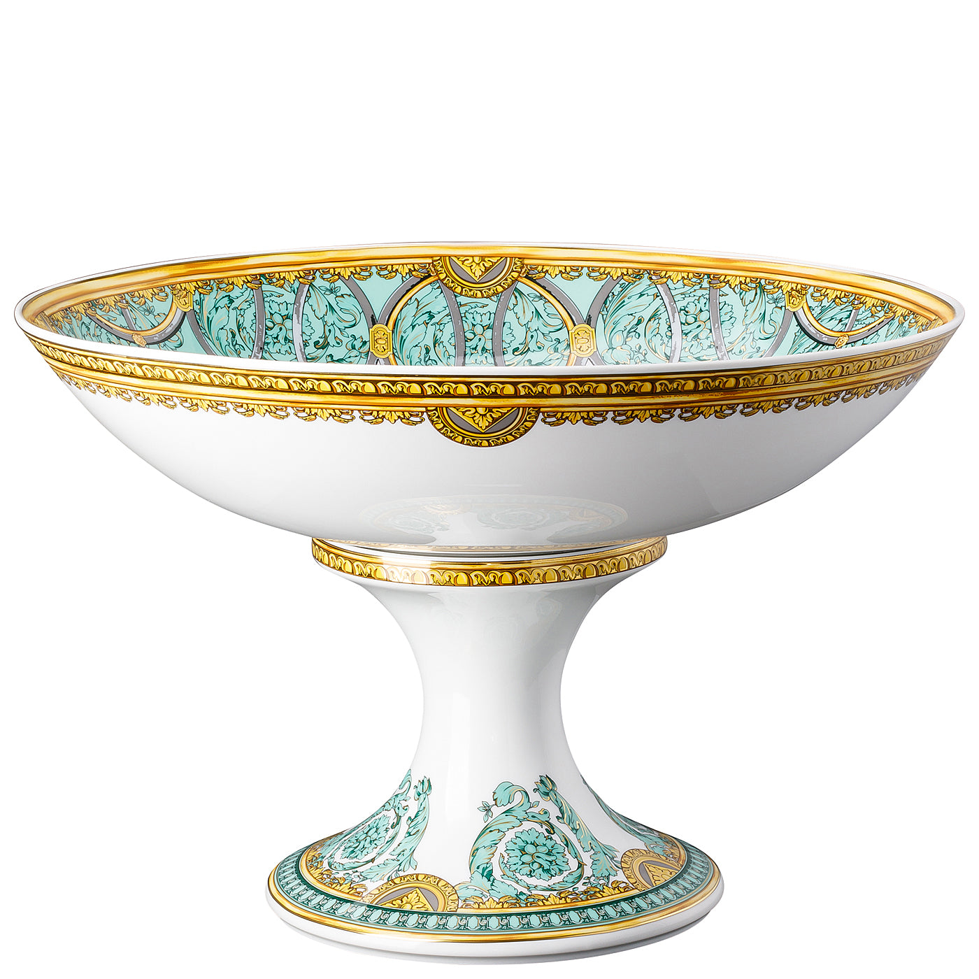 VERSACE Scala Palazzo Verde Coppa Ciotola c/Piede Centrotavola 35cm Porcellana