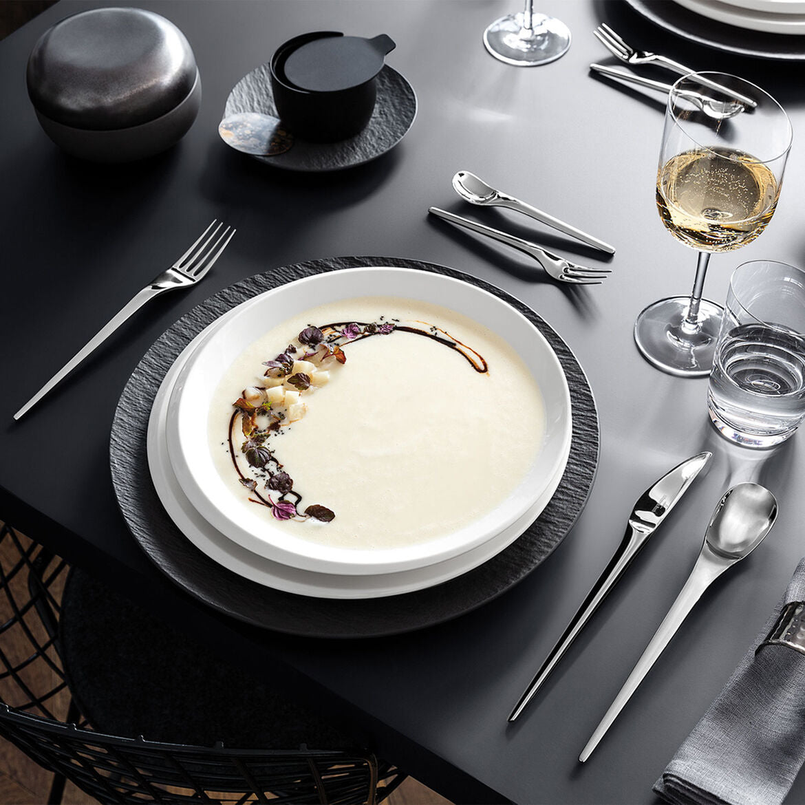 VILLEROY & BOCH NewMoon Set 6 Pezzi Piatto Fondo Scodella 25cm Porcellana