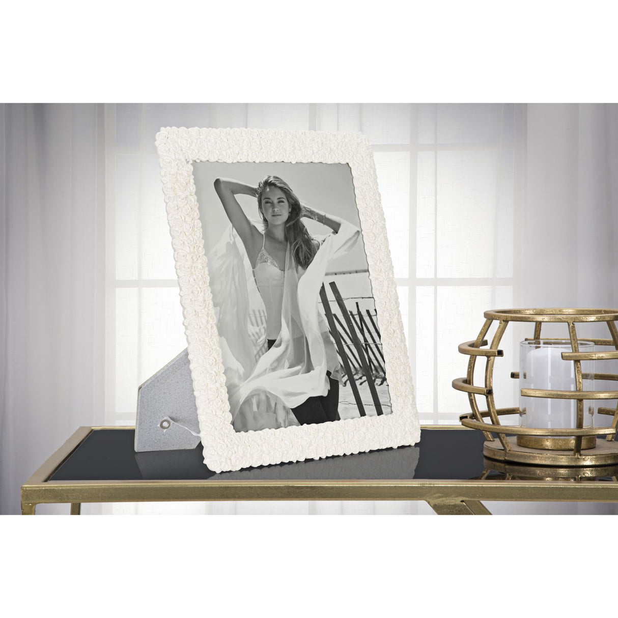 MAURO FERRETTI Cornice Portafoto Creamy Roses 26,5x31cm Resina