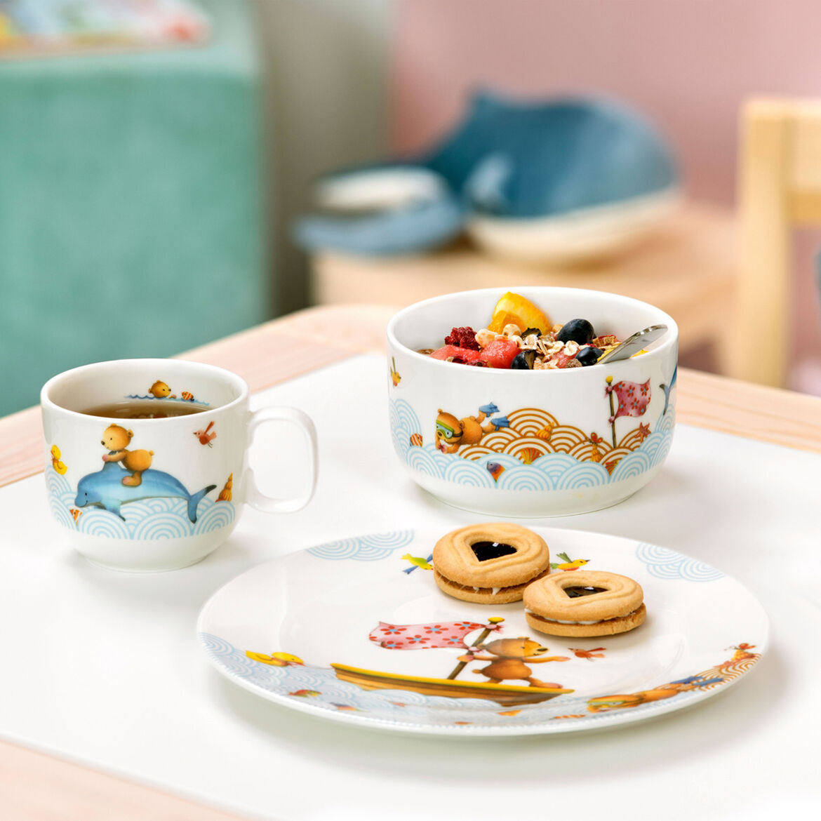 VILLEROY & BOCH Happy as a Bear 3 Piece Baby Breakfast Set Porcelain