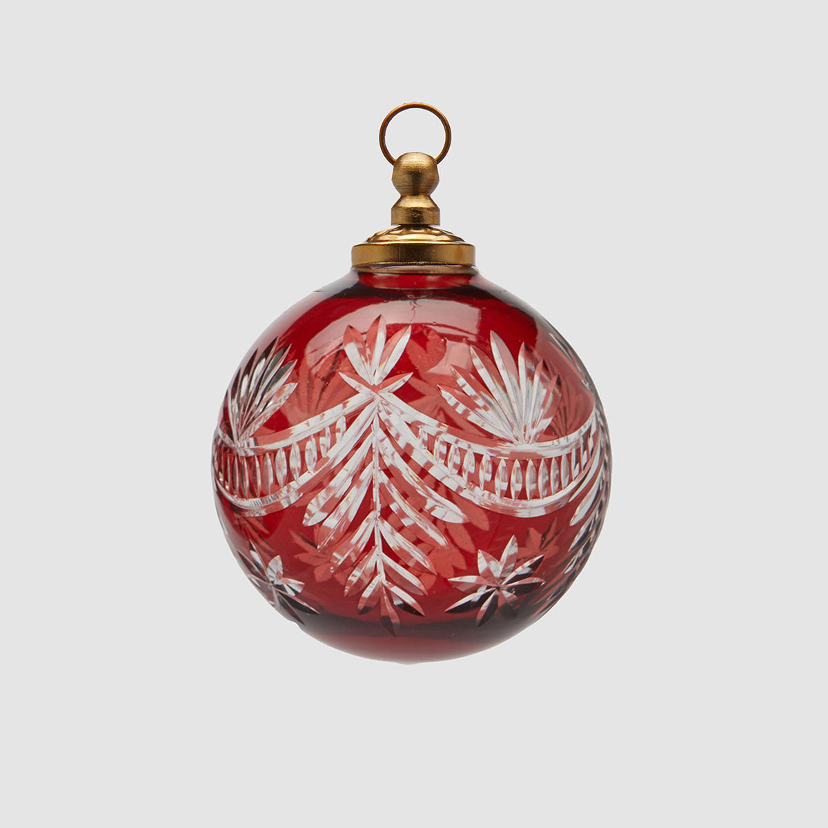 Pallina di Natale EDG in vetro rosso intagliata a mano 10 cm