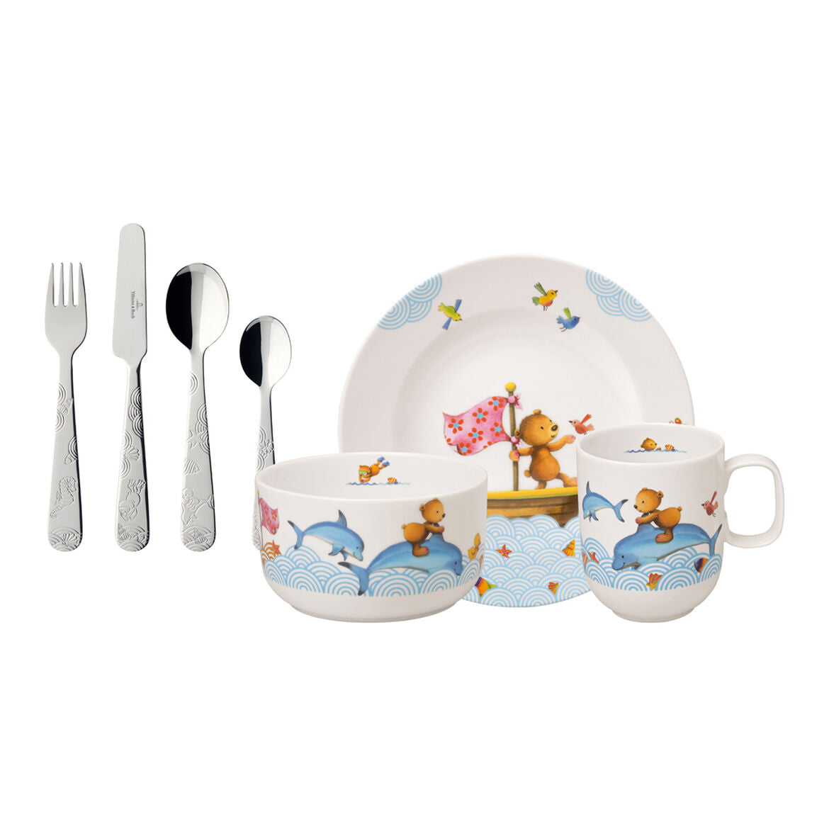 VILLEROY & BOCH Happy as a Bear 7 Piece Children's Porcelain Table Set