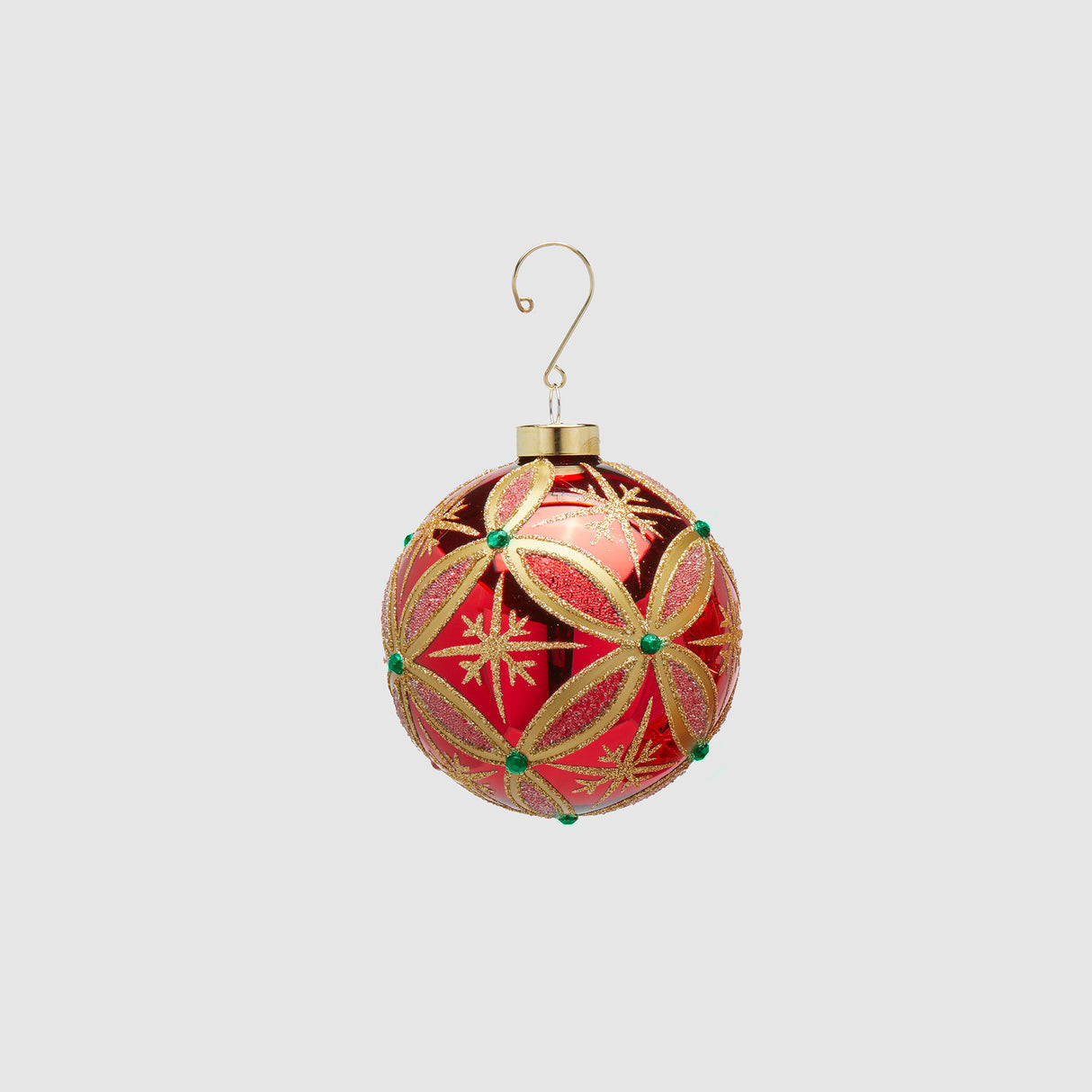 EDG Enzo De Gasperi Addobbo Pallina Sfera di Natale Rubini 10cm Rosso Oro Vetro