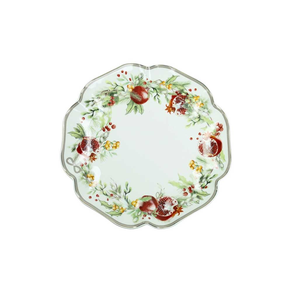 BRANDANI Carol Piatto a Servire da Portata Natalizio 30cm Porcellana