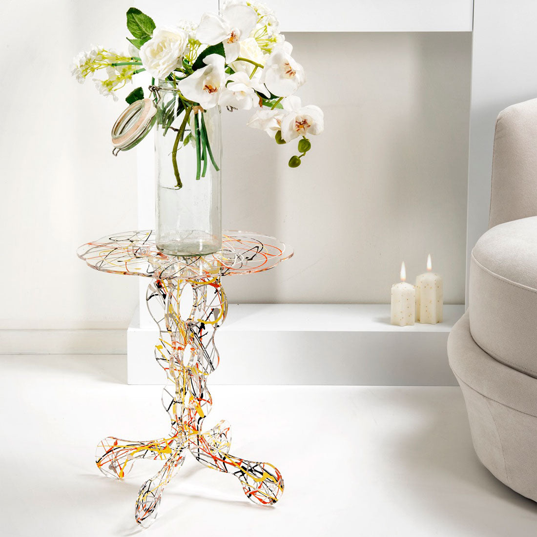 iPLEX Arabesco Coffee Table in Plexiglass 36x43cm Multicolored Made in Italy