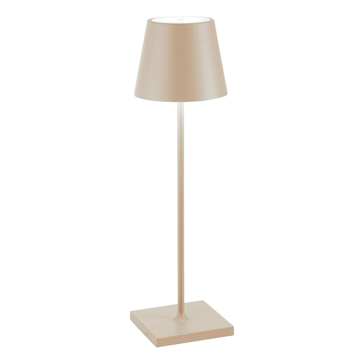 ZAFFERANO Poldina PRO Lampada da Tavolo 38cm LED Ricaricabile Senza Fili Sabbia Alluminio
