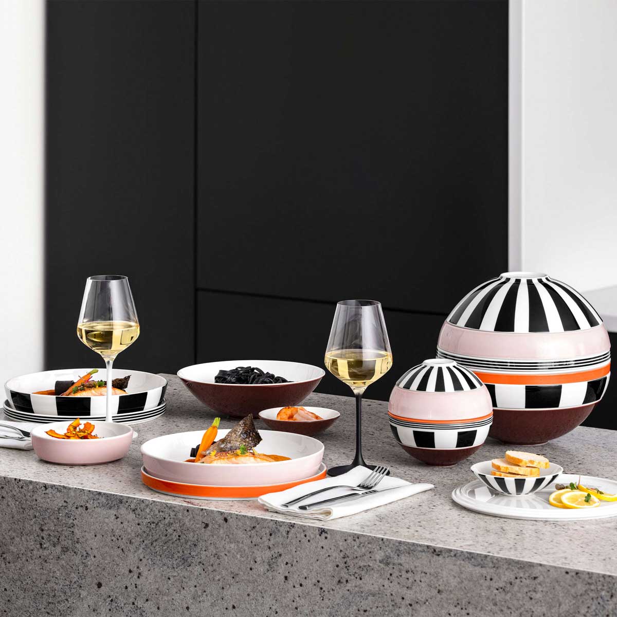 VILLEROY & BOCH Iconic La Boule Servizio Tavola Piatti Porcellana Memphis