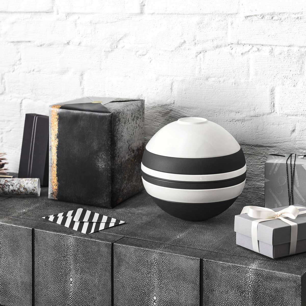 VILLEROY & BOCH Iconic La Boule Servizio Tavola Piatti Porcellana Bianco Nero