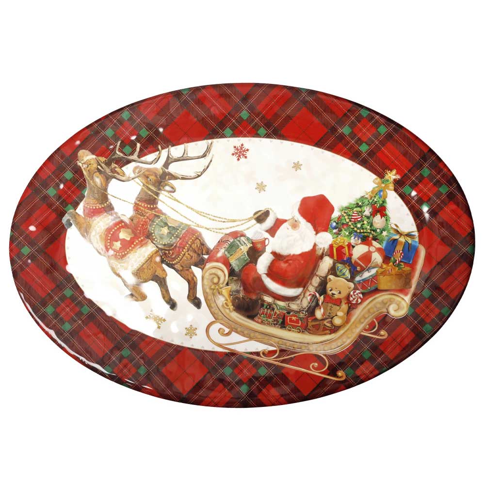 BRANDANI Christmas Vassoio Ovale Natalizio 50x35,5cm Melamina