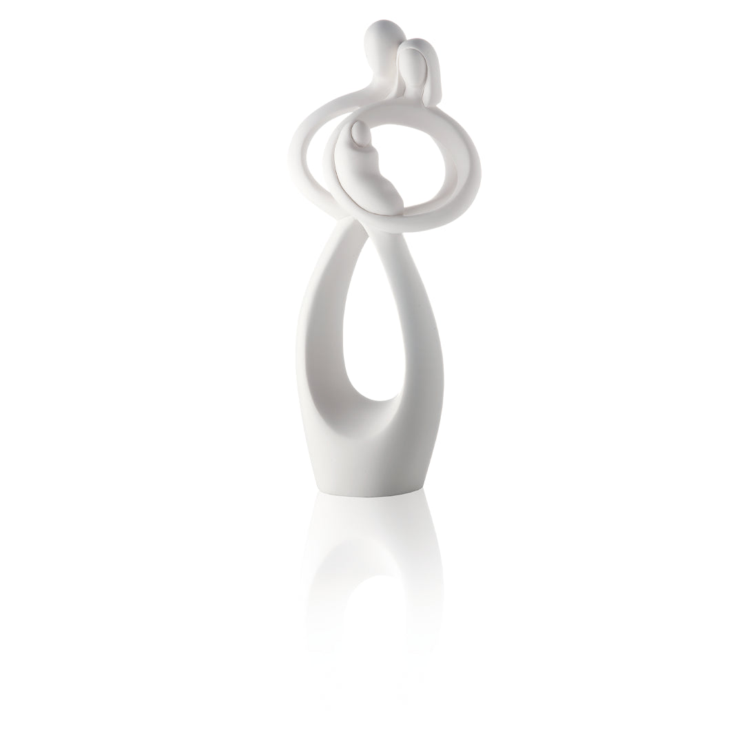 BONGELLI PREZIOSI - Statua Figura Famiglia Bianco 39cm, Marmorino