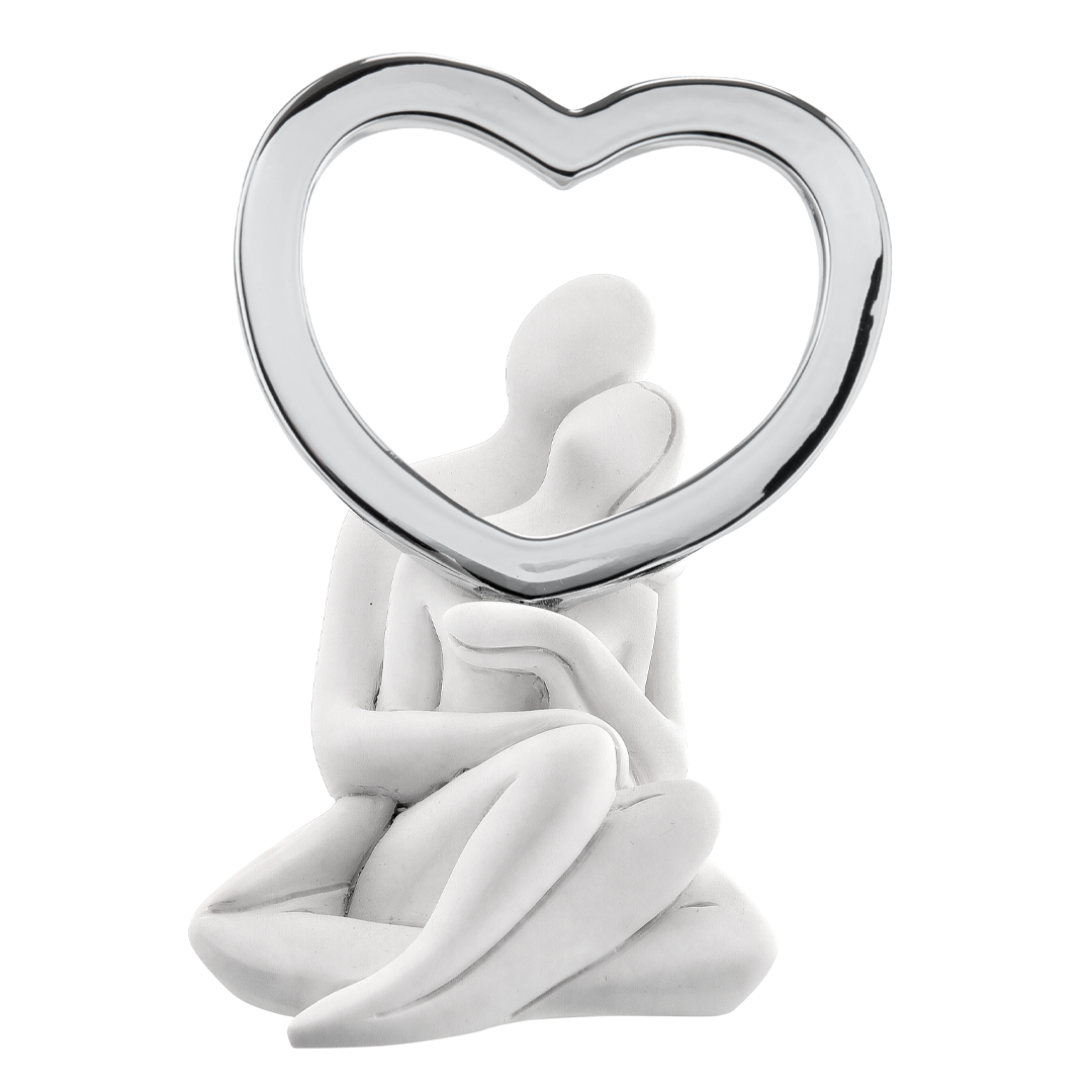 BONGELLI PREZIOSI - Figure Statue Couple White Heart 13cm Marmorino ME1325