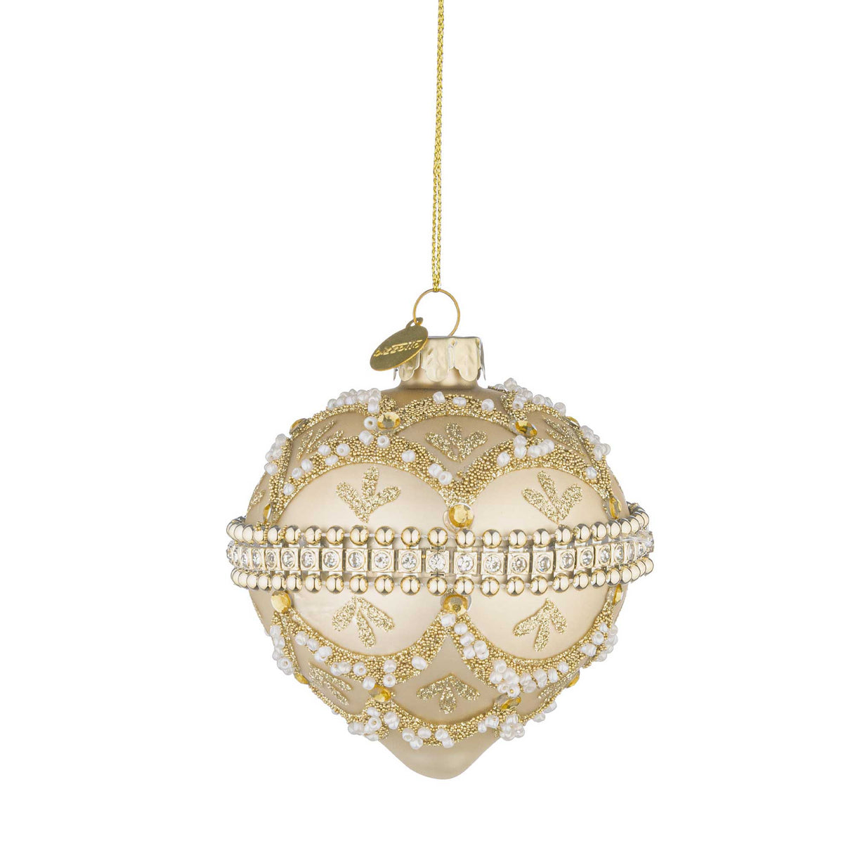 BIZZOTTO Trottola Addobbo di Natale Beloved Champagne 10cm Vetro