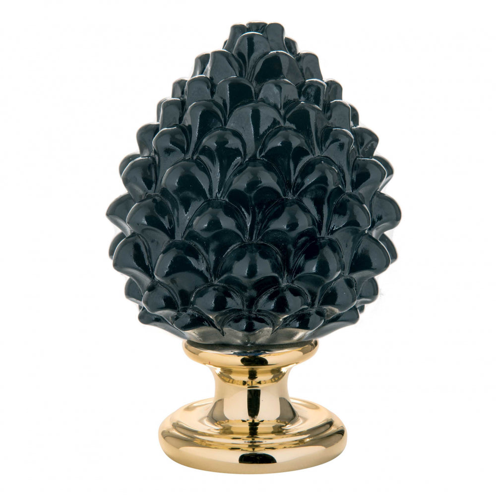 BONGELLI PREZIOSI Pigna Siciliana Decorazione 12,5cm Nero Oro Marmorino