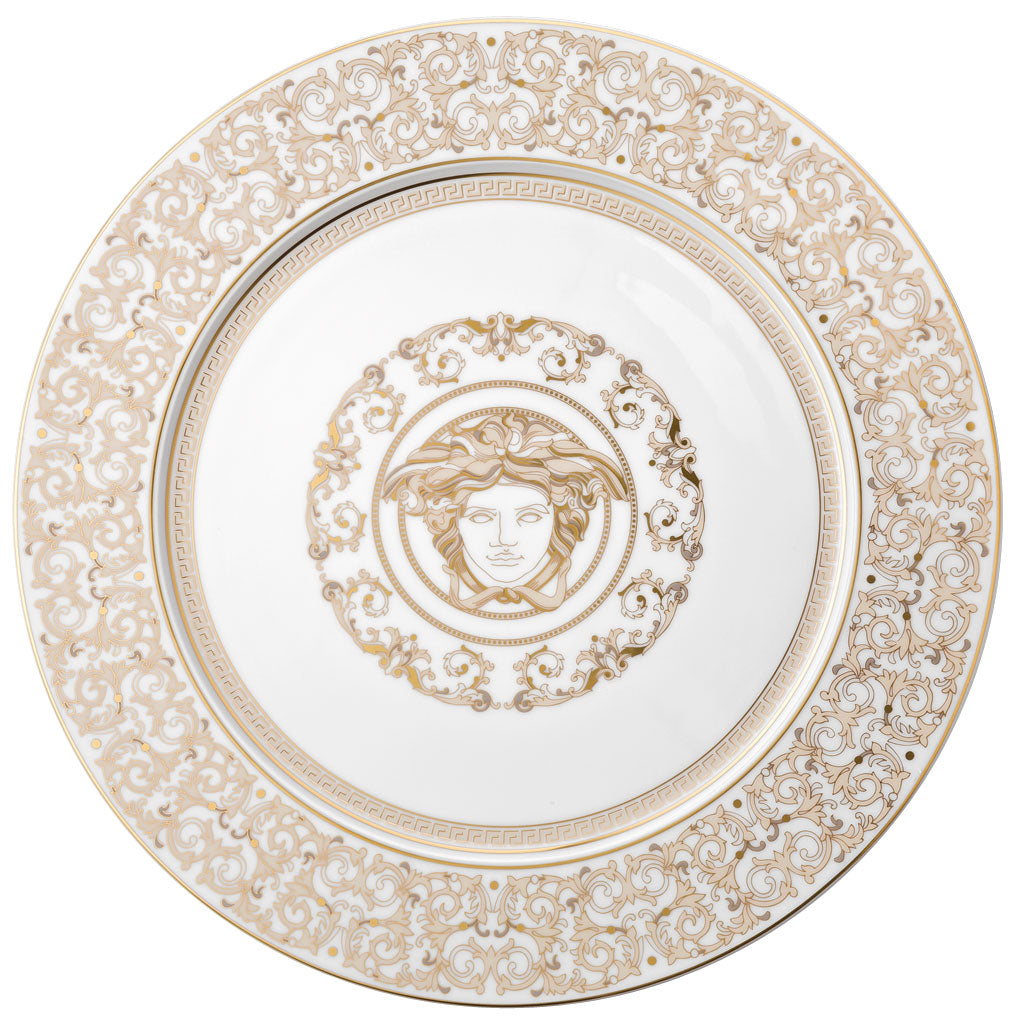 Piatto segnaposto Medusa Gala Versace in porcellana con decoro dorato 33 cm