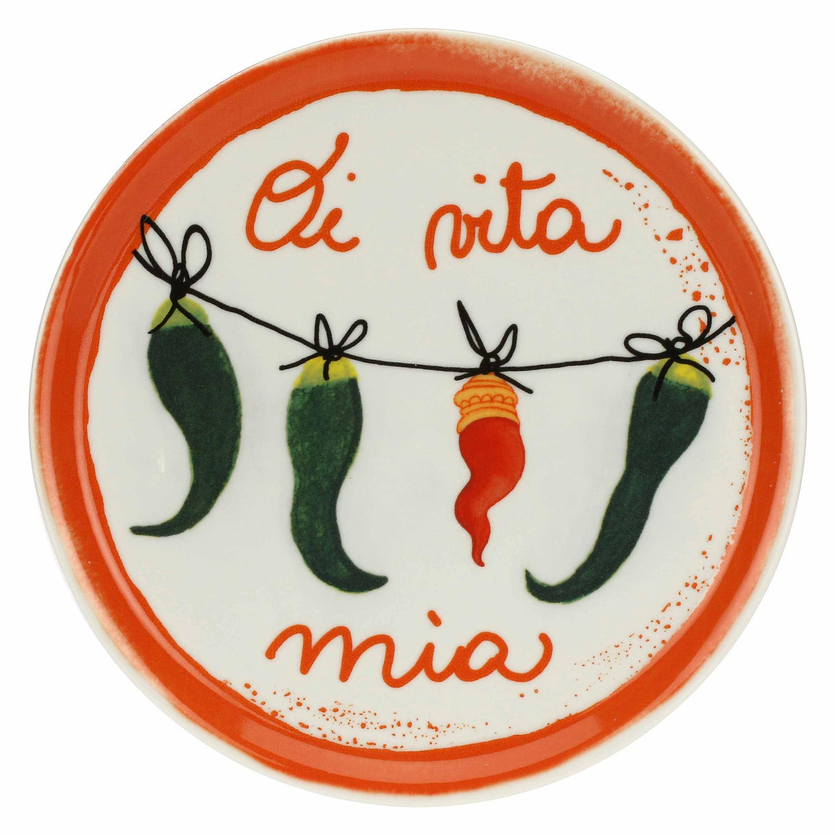 ROSE & TULIPANI Piatto Pizza Aumm Oi Vita Mia 31cm Arancio Porcellana