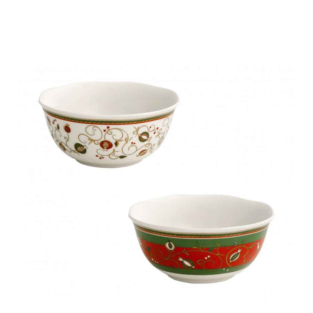 BRANDANI Tempo di Festa Set 2 Ciotola Ciotolina Tavola Natale Porcellana