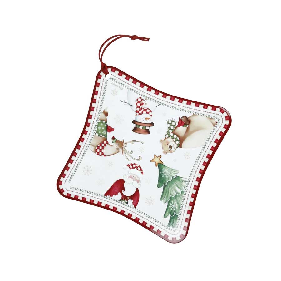 BRANDANI Racconti Decorazione Sottopentola Natalizio 20x20cm Ceramica Sughero