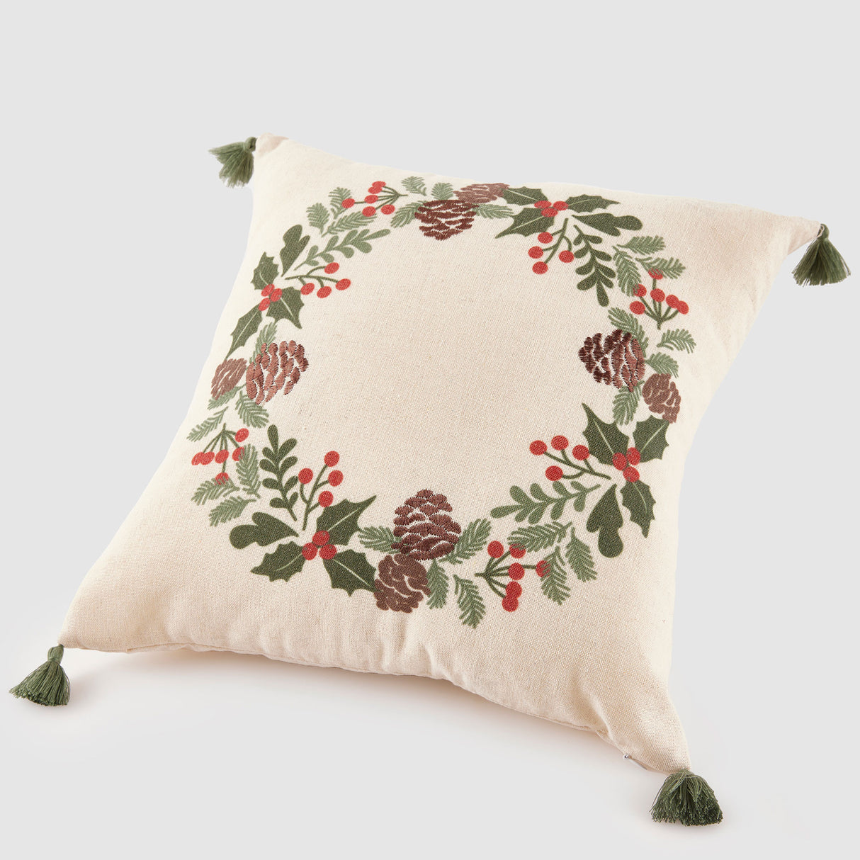 EDG Enzo De Gasperi Cuscino di Natale Corona Quadrato 45x45cm