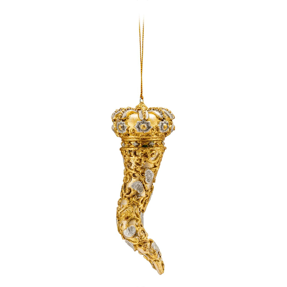 PALAIS ROYAL Addobbo Natalizio Cornetto Portafortuna 15cm Oro Resina