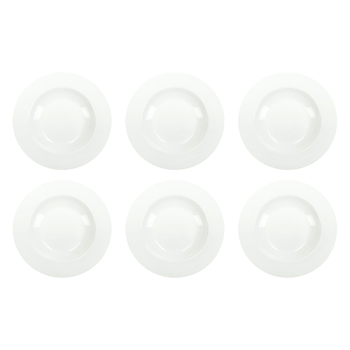 BRANDANI Piatto Fondo Total White 21,5cm Set 6 Pezzi Bianco New Bone