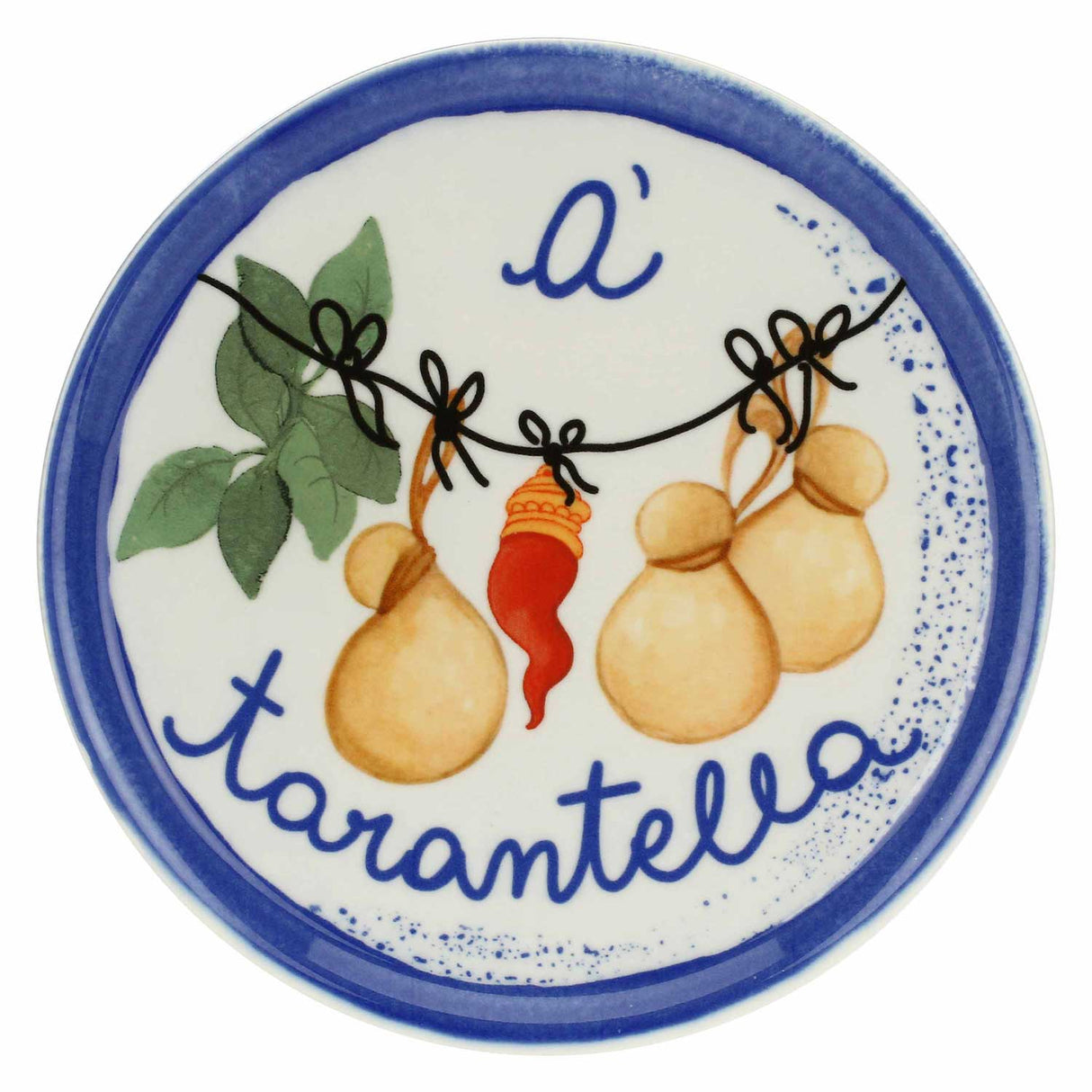 ROSE & TULIPANI Piatto Pizza Aumm Napoli A' Tarantella 31cm Blu Porcellana