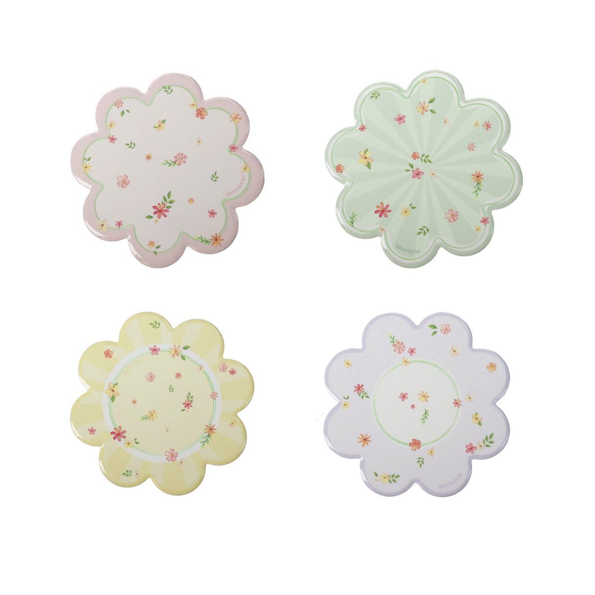 BRANDANI Polline Decorazione Sottomoka Set 4 Pezzi 11,5cm Porcellana e Sughero