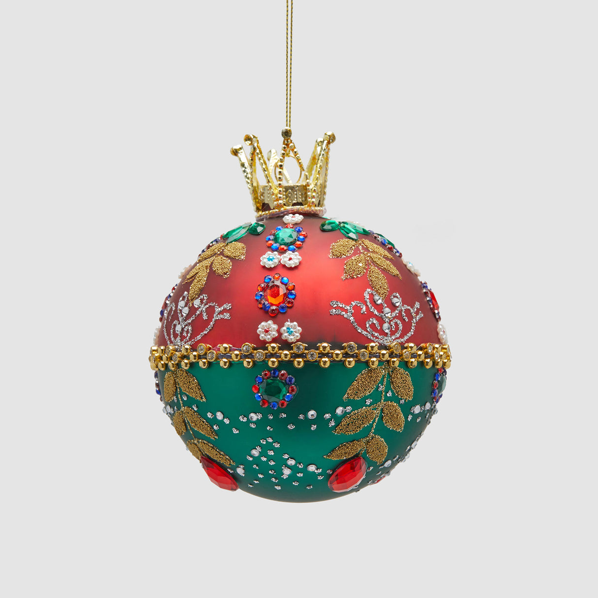 EDG Enzo De Gasperi Addobbo Pallina Sfera di Natale Boheme 13x10cm Verde Vetro