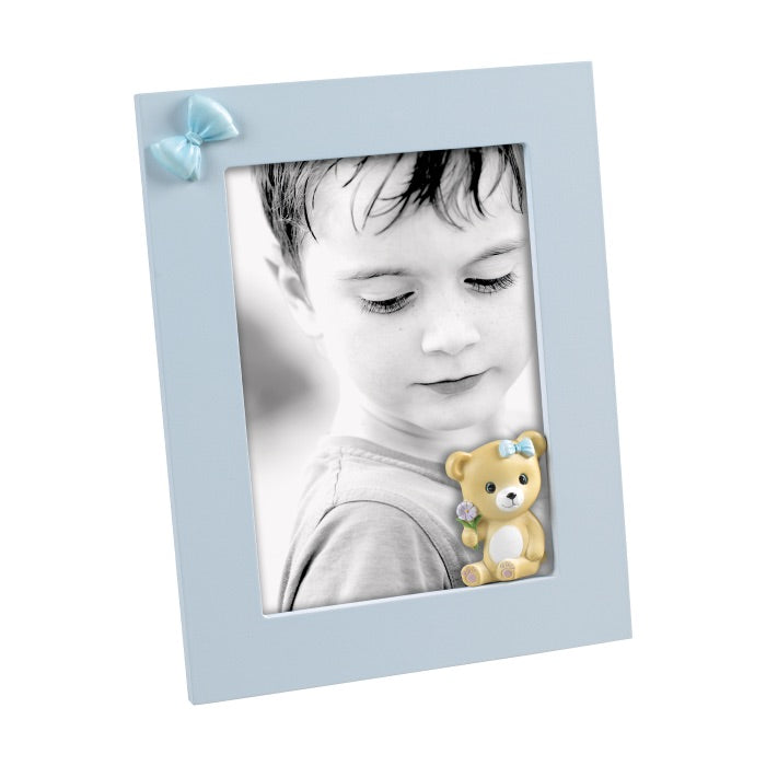 MASCAGNI CASA Portafoto Cornice in MDF Orsetto per Bimbo 13x18cm Azzurro