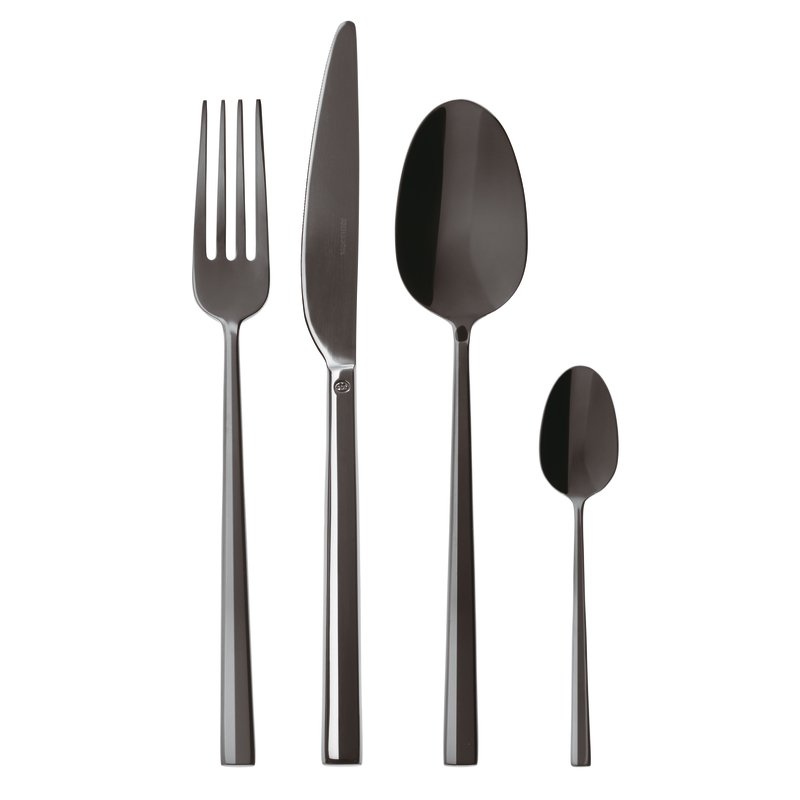 SAMBONET - Rock Black Nero Servizio Tavola Set Posate 24 Pezzi Monoblocco PVD 52762K81
