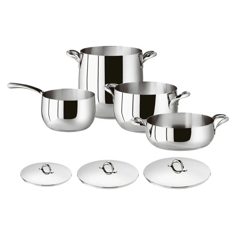SAMBONET Kikka Batteria Set Pentole 7 Pezzi in Acciaio Inox