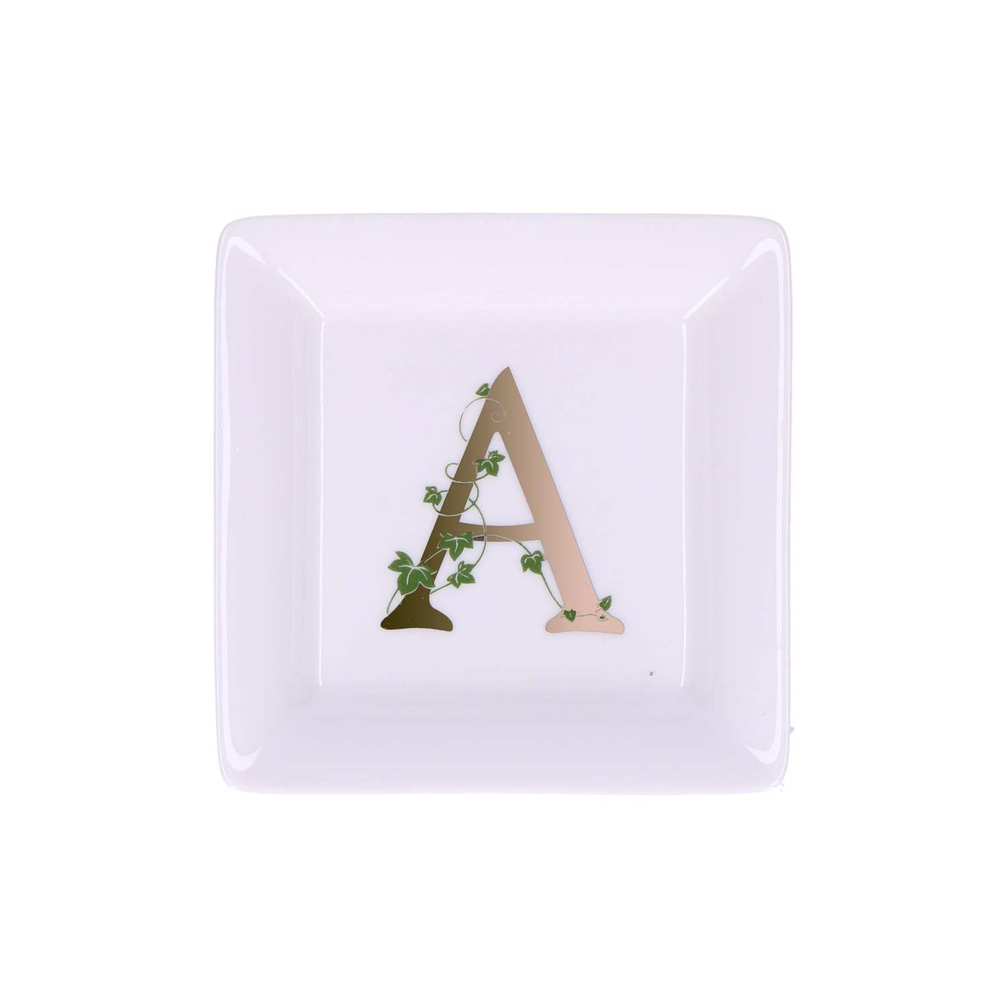 LA PORCELLANA BIANCA - Adorato Piattino Quadrato Lettera "A" 10cm
