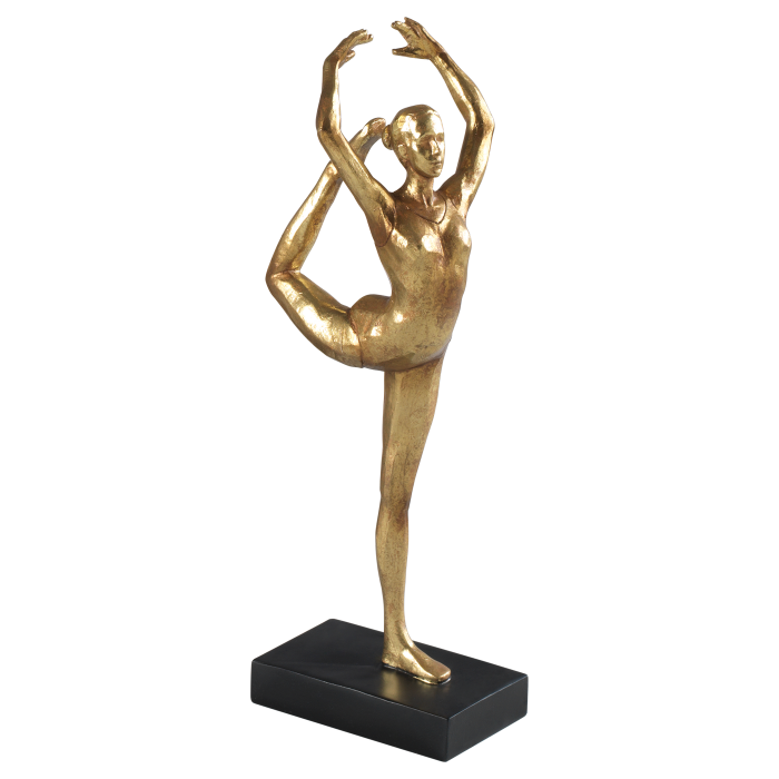 Statua donna ballerina Mascagni Casa in resina color oro 30 cm