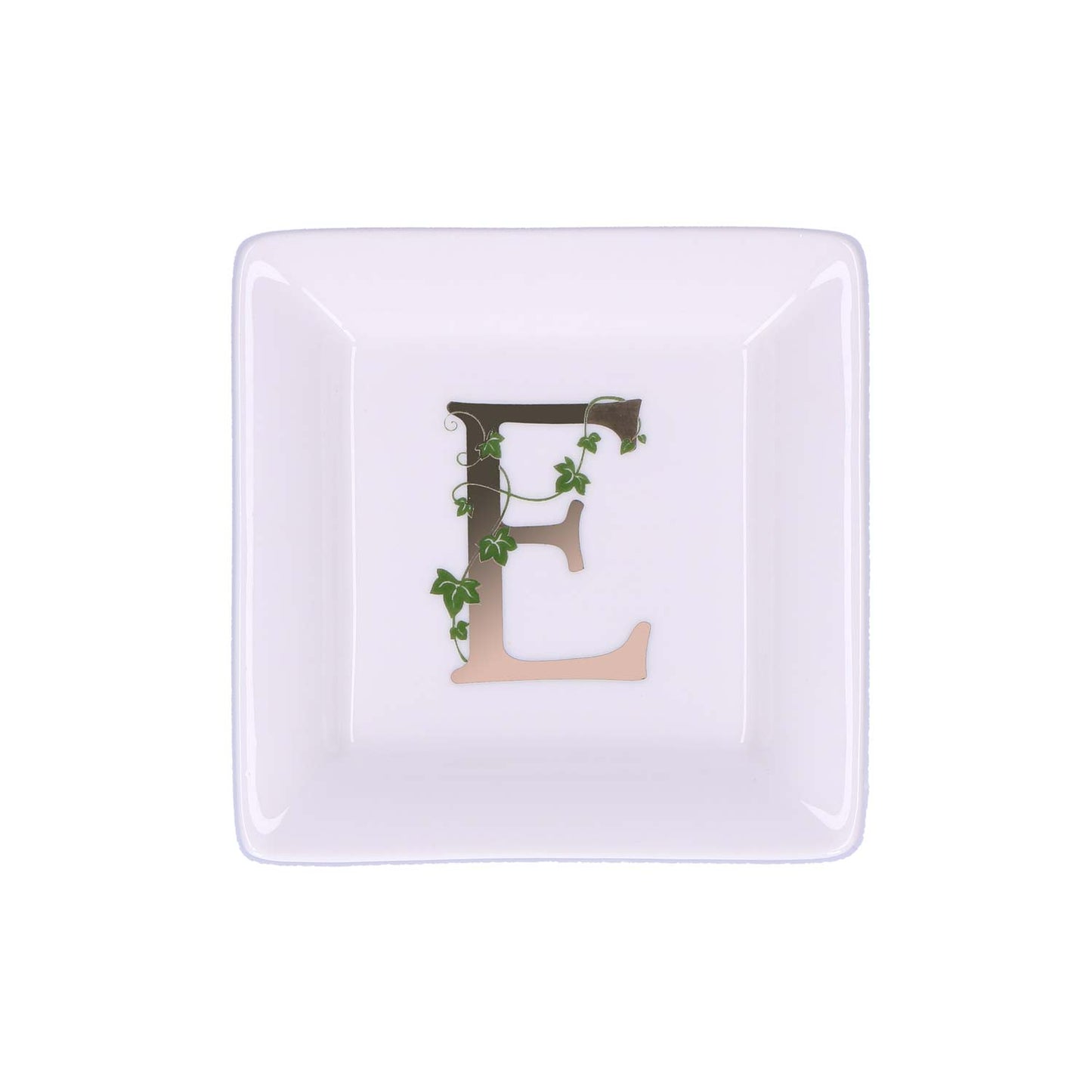 LA PORCELLANA BIANCA - Adorato Piattino Quadrato Lettera "E" 10cm