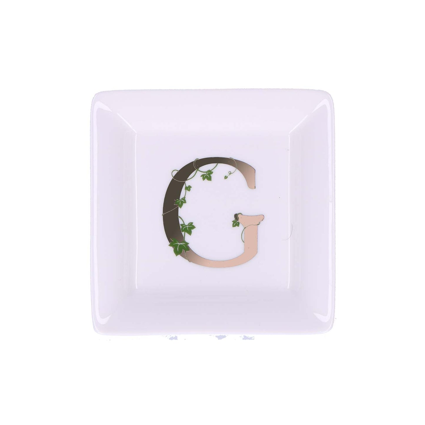 LA PORCELLANA BIANCA - Adorato Piattino Quadrato Lettera "G" 10cm