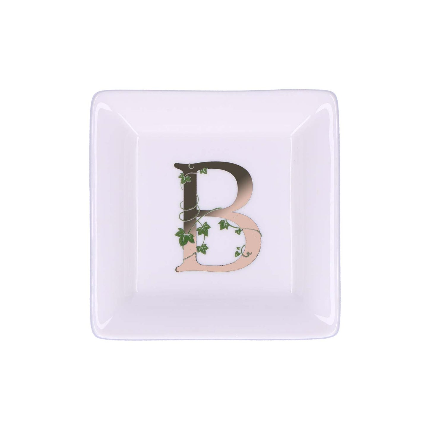 LA PORCELLANA BIANCA - Adorato Piattino Quadrato Lettera "B" 10cm